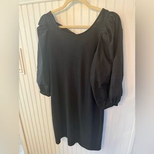 Nation Ltd Open Back Puff Sleeve Small Black Dress
